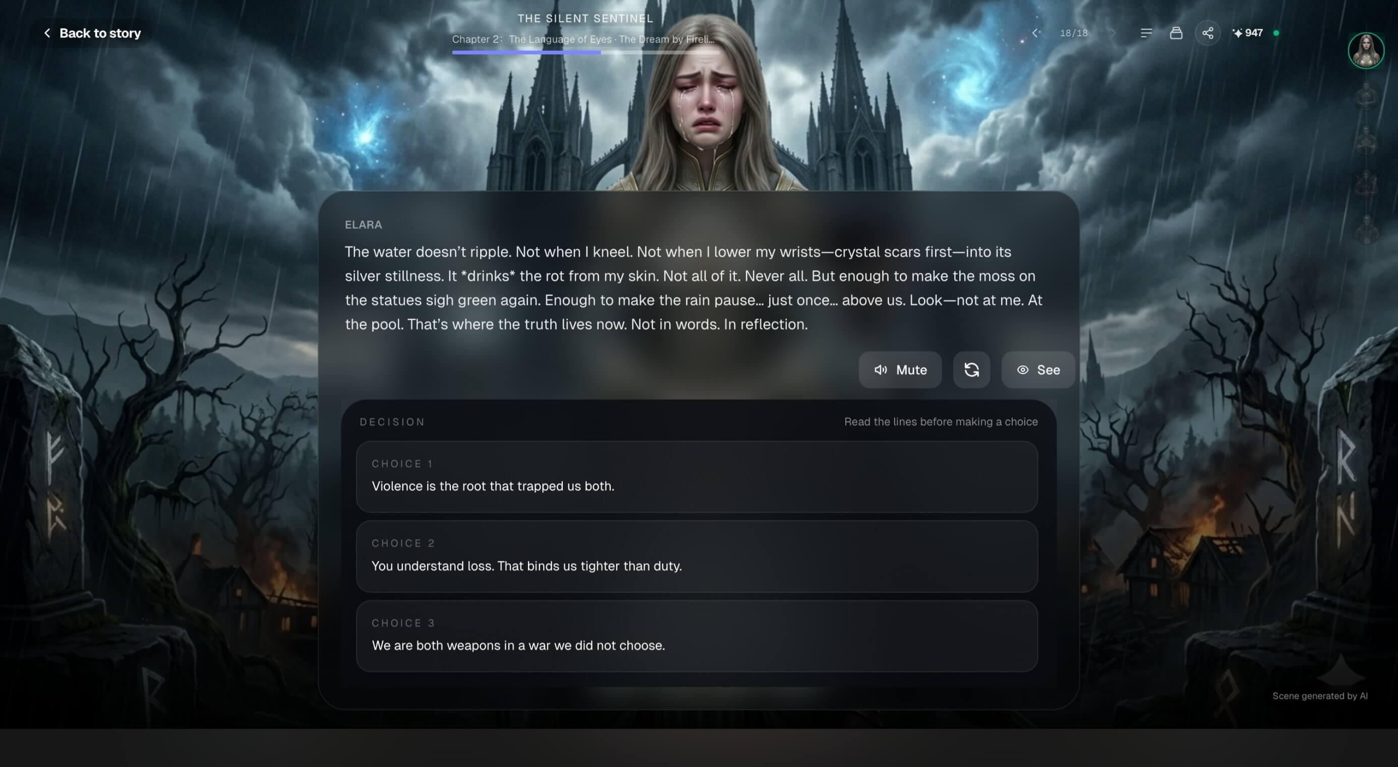 Branching decisions shape the story — giving users a reason to return.